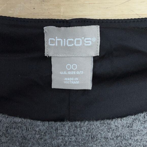 Chicos Womens Size 00 US 2 Heathered Shift Dress Midi Gray Stretch Crew Neck - Picture 12 of 16